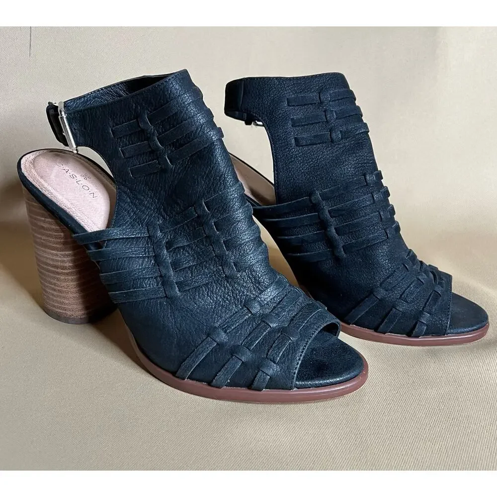 Caslon Martin Black Leather Block Heel Sandal 9.5 NWOT